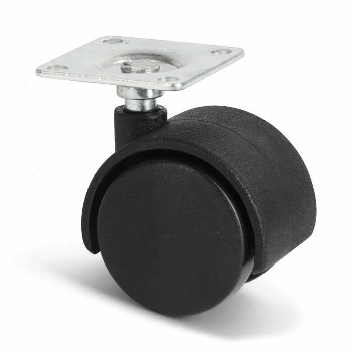 Zwart meubelwiel 40 mm - 38x38 - 25 kg