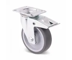 TPR rubber zwenkwiel met rem 100 mm - 100 kg