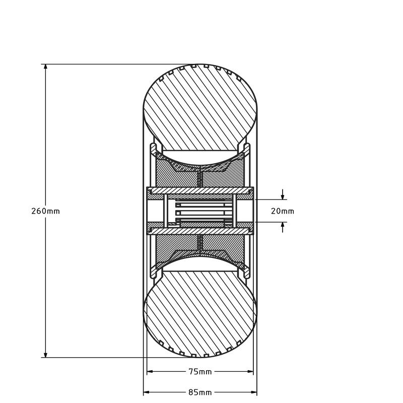 Antilek wiel 260x85 mm - massief - 150 kg