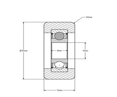 Rvs geleiderol 35x15 mm - polyurethaan - 60 kg