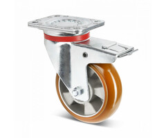 PU zwenkwiel met rem gebolleerd 160 mm - 510 kg