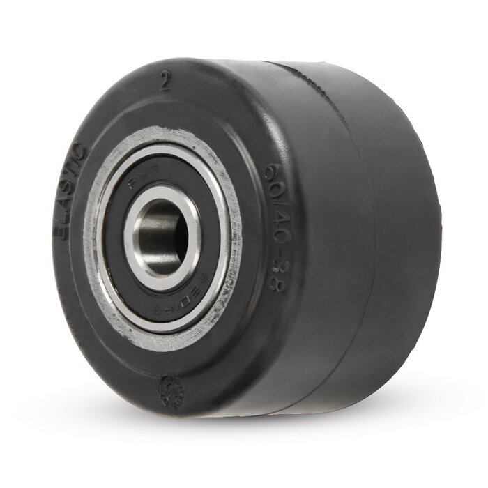 Rubber wiel 60 mm - kogellager asgat 12 mm - 100 kg