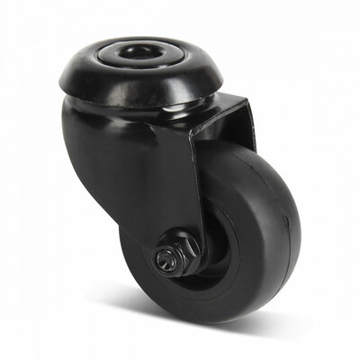Zwart zwenkwiel 50 mm - boutgat - 50 kg