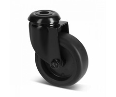 Zwart zwenkwiel 75 mm - boutgat - 75 kg