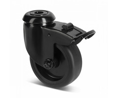 Zwart zwenkwiel met rem 75 mm - 75 kg