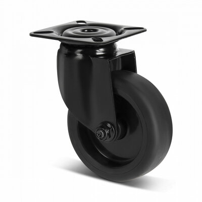 Zwart zwenkwiel 75 mm - plaat - 75  kg