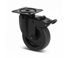 Zwart zwenkwiel met rem 75 mm - 75 kg