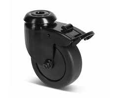 Zwart zwenkwiel met rem 75 mm - kogellager - 75 kg
