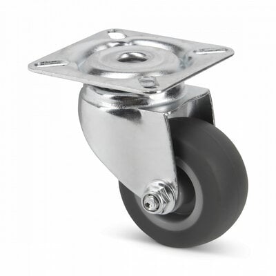 Rubber zwenkwiel 50 mm - plaat - 50 kg