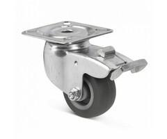 TPR rubber zwenkwiel met rem 50 mm - 50 kg