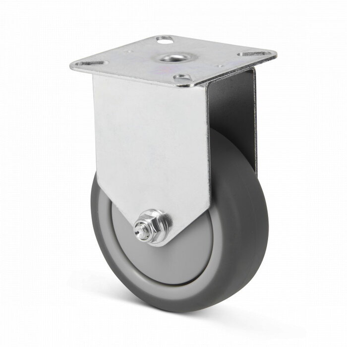 Rubber bokwiel 75 mm - kogellager - plaat - 75 kg