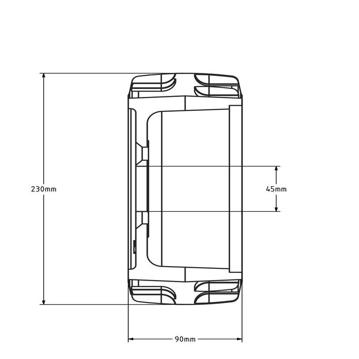 Rubber aandrijfwiel 230x90 mm - Boring 45 mm flensaansluiting - 750 kg