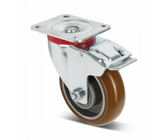 Gebolleerd PU zwenkwiel met rem 125 mm - 310 kg