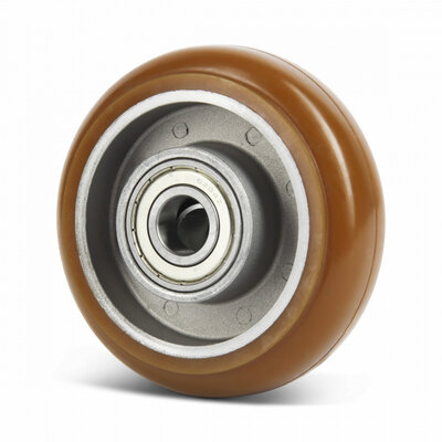 PU wiel 100 mm gebolleerd - asgat 15 mm - 270 kg