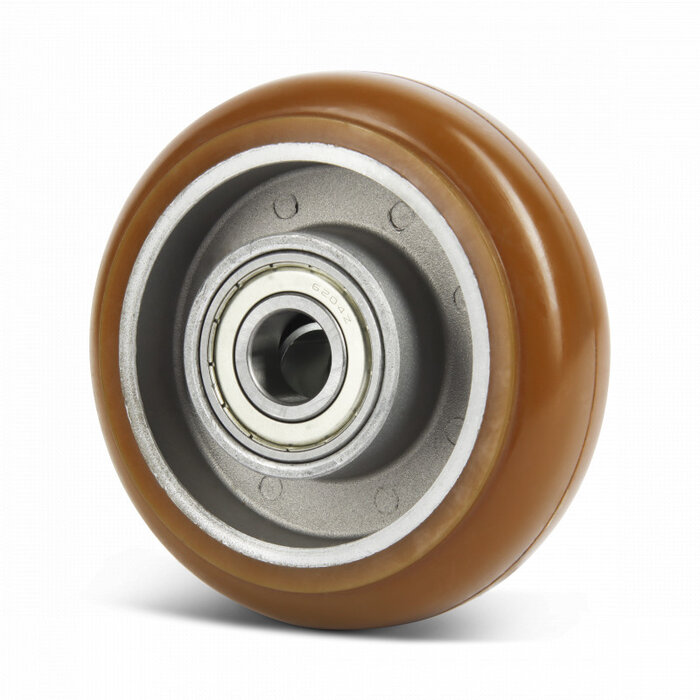 PU wiel 125 mm gebolleerd - asgat 20 mm - 310 kg