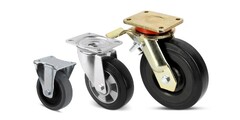 Rubber zwenk- en bokwielen tot 750 kg