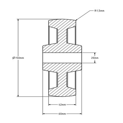 Hittebestendig wiel 150 mm - 250 graden - 250 kg
