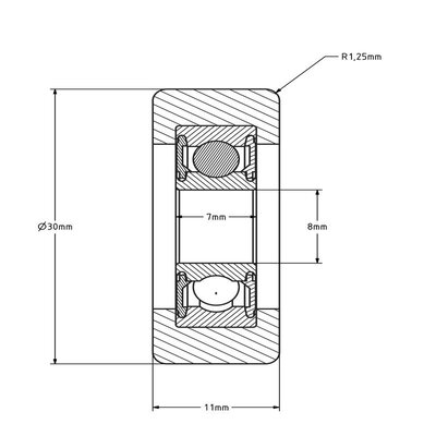 Geleiderol 30x11 mm - polyurethaan - 22 kg