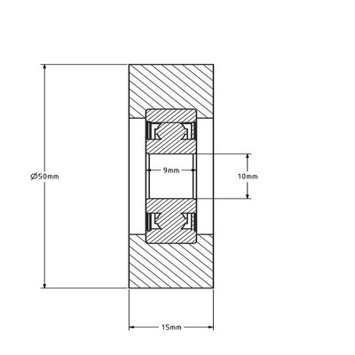 Geleiderol 50x15 mm - polyurethaan - 50 kg