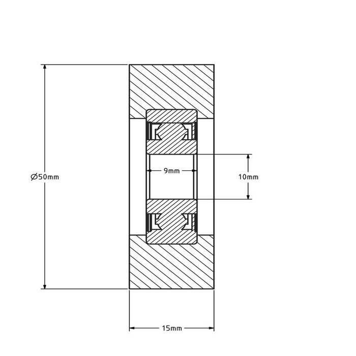 Geleiderol 50x15 mm - polyurethaan - 50 kg