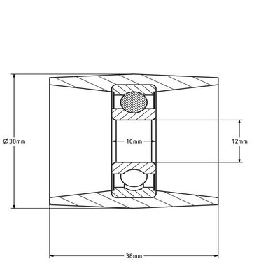 Geleiderol 38x38 mm - polyamide - 80 kg