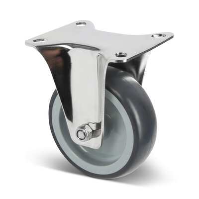 Rvs bokwiel 100 mm - Rubber - 100 kg