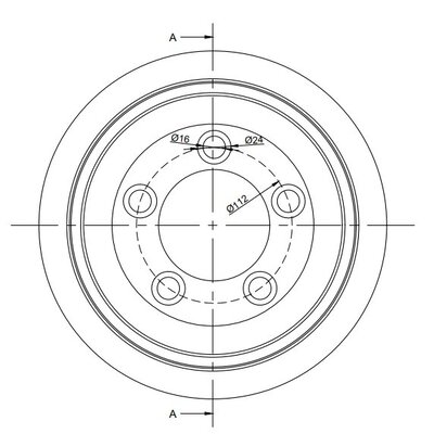 Polyurethaan aandrijfwiel 250x75 mm - Boring 80 / flens