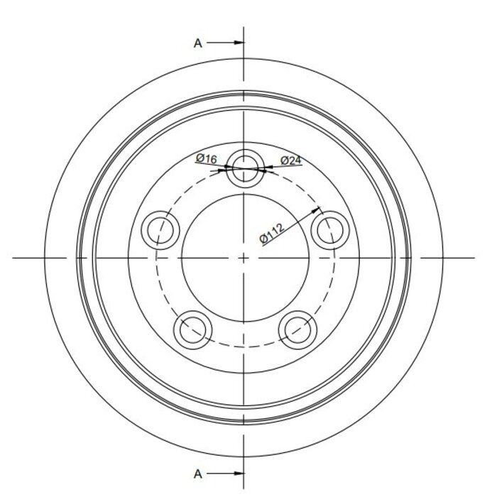 Polyurethaan aandrijfwiel 250x75 mm - Boring 80 / flens