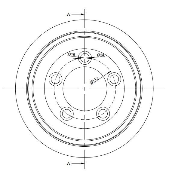 Polyurethaan aandrijfwiel 250x75 mm - Boring 80 / flens