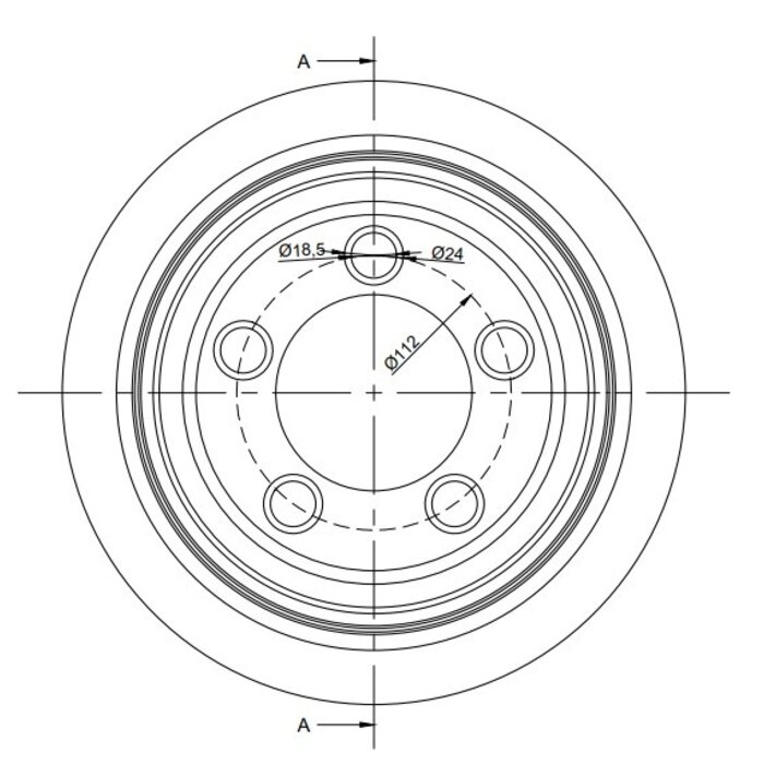 Polyurethaan aandrijfwiel 254x100 mm - Boring 80 / 5x18.5/24 / flens
