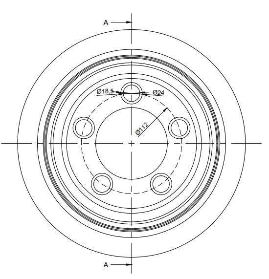 Polyurethaan aandrijfwiel 254x100 mm - Boring 80 / 5x18.5/24 / flens