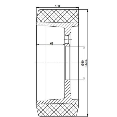 Polyurethaan aandrijfwiel 254x100 mm - Boring 80 / 5x18.5/24 / flens