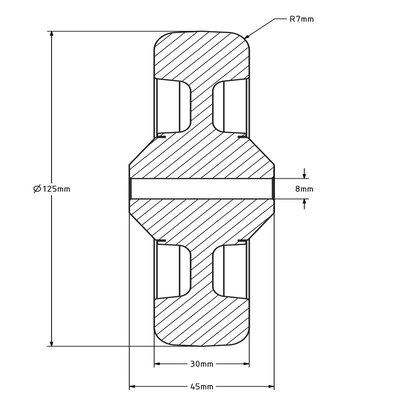 Derby Ruote ESD Rvs wiel 125 mm - antistatisch PU - 200 kg