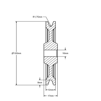 Kunststof kabelschijf 100 mm met U groef - 85 kg
