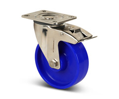 Rvs zwenkwiel met rem 125 mm Nylon - 200 kg