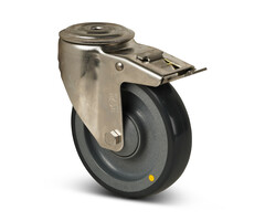 Derby Ruote ESD Rvs zwenkwiel met rem 125 mm PU - 200 kg
