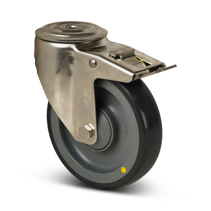 ESD Rvs zwenkwiel met rem 125 mm - PU - 200 kg