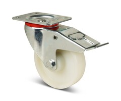 Nylon zwenkwiel met rem 150 mm - 300 kg