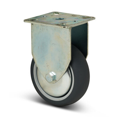 Rubber bokwiel 75 mm - kogellager - 60 kg