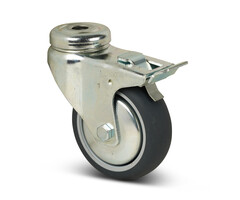 TPR rubber zwenkwiel met rem 75 mm - 60 kg