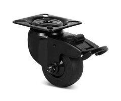 Zwart zwenkwiel met rem 50 mm - kogellager - 50 kg