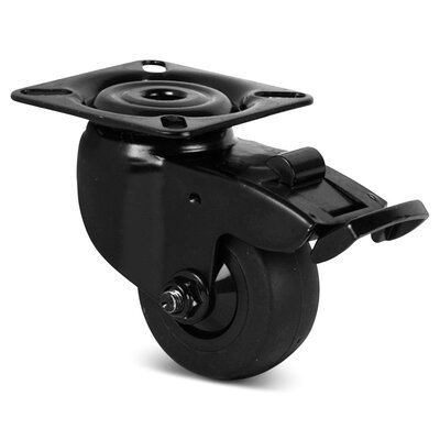 Zwart zwenkwiel met rem 50 mm - kogellager - plaat - 50 kg