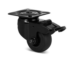 Zwart zwenkwiel met rem 50 mm - 50 kg