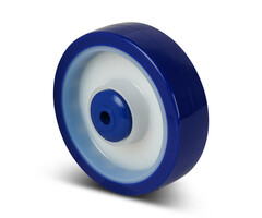 Rvs wiel 200 mm blauw PU - 600 kg