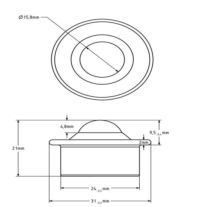 Stalen kogelpot 15.8 mm - stalen kogelrol - 60 kg