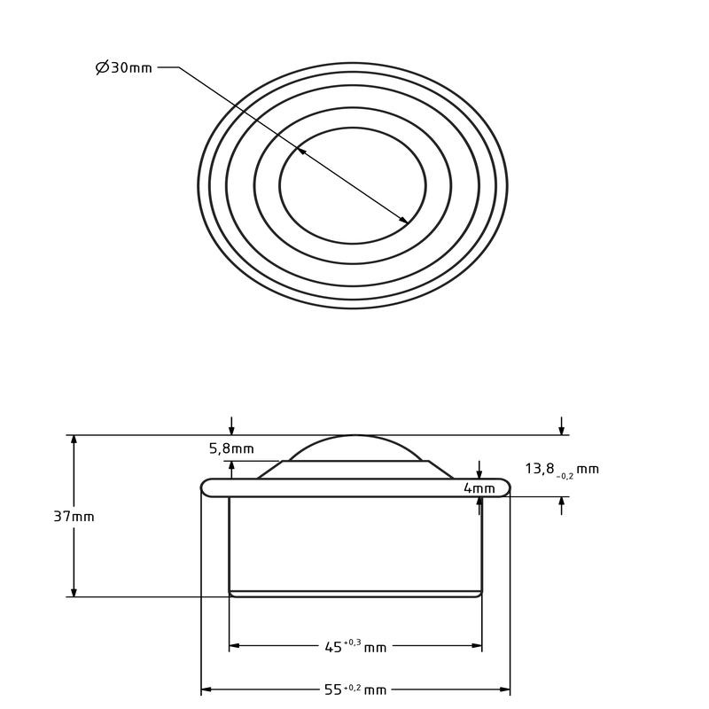 Rvs kogelpot 30 mm - rvs kogelrol - 300 kg
