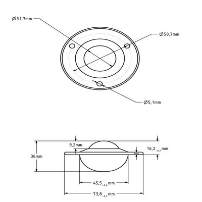 Stalen kogelpot 31.7 mm - rvs kogelrol - 125 kg