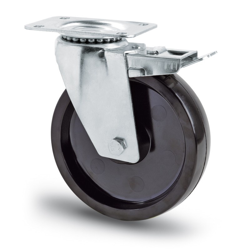 Rvs hittebestendig zwenkwiel met rem 160 x 50 mm - 250 kg