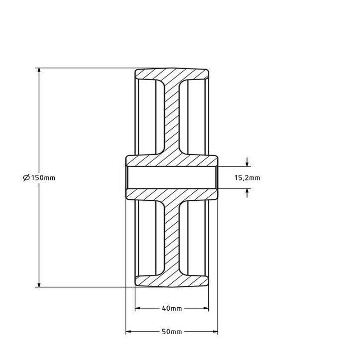 Hittebestendig wiel 150 mm - 120 graden - 400 kg