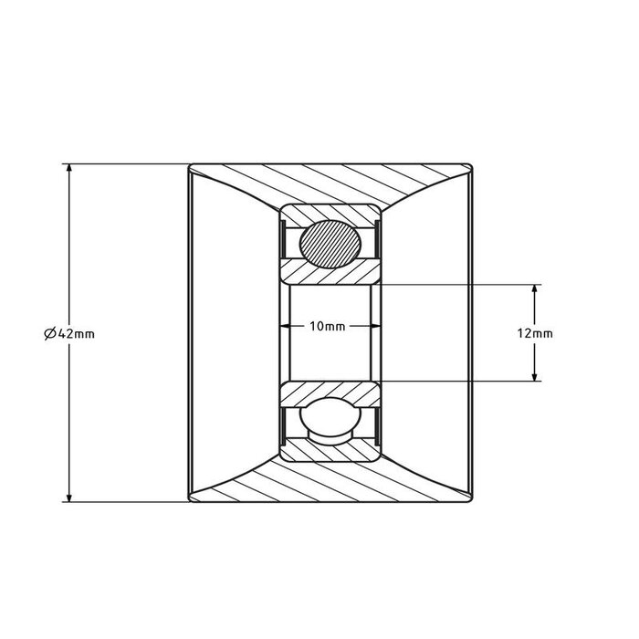 Geleiderol 42x28 mm - polyamide - 110 kg